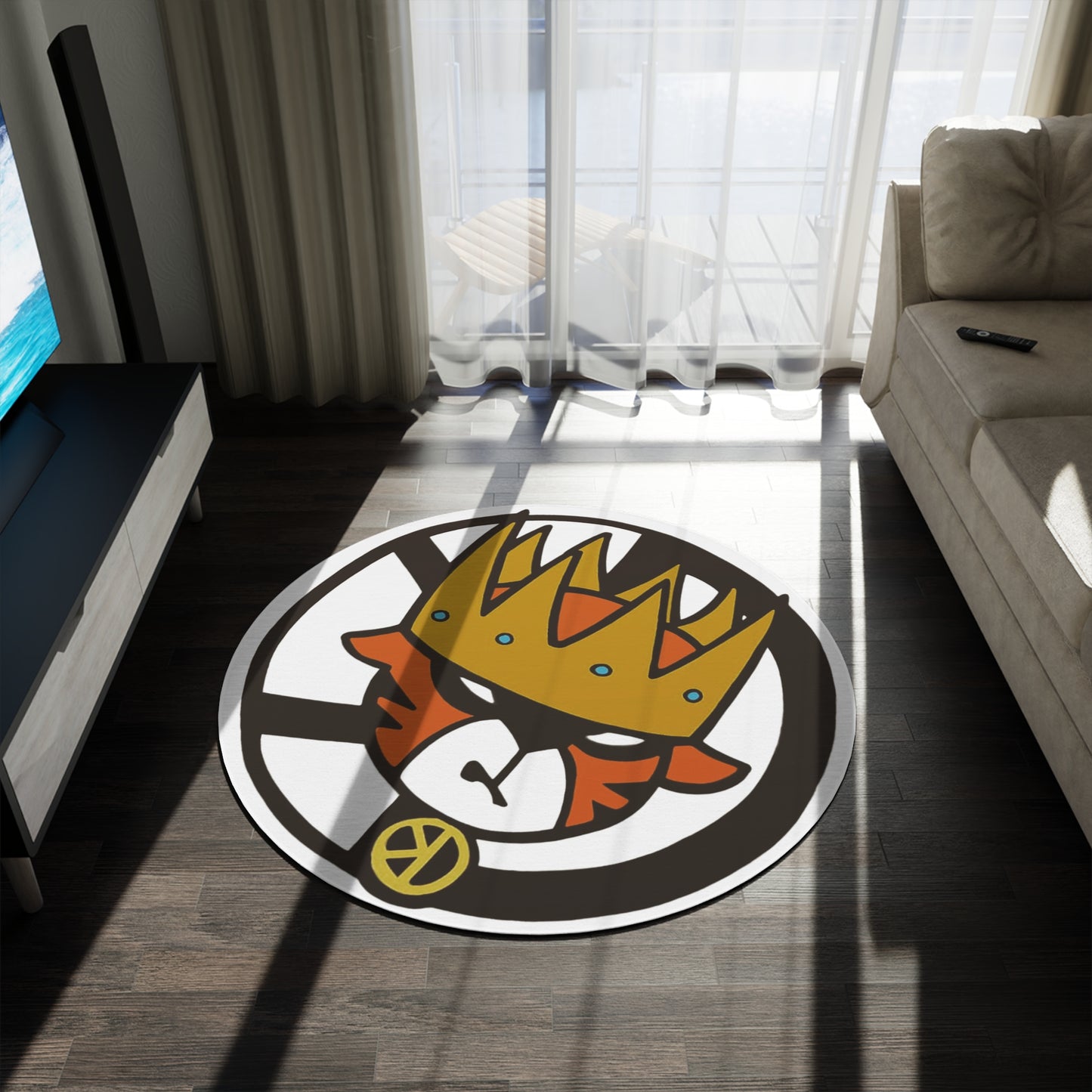 Tiger King Crown Round Rug - Stylish Home Decor for Pet Lovers