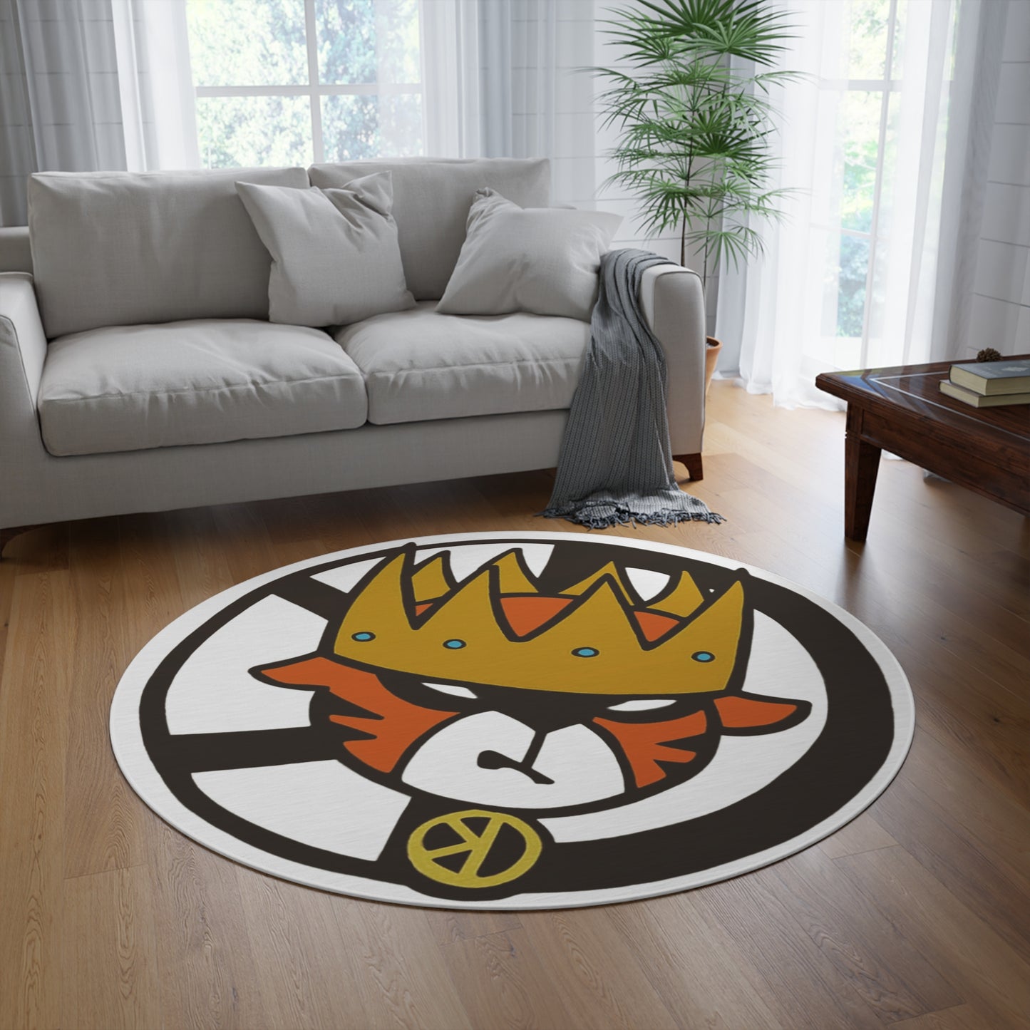 Tiger King Crown Round Rug - Stylish Home Decor for Pet Lovers