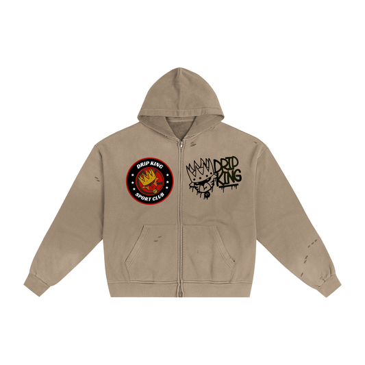 drip king Everliven sound Hand-Frayed Sunfade Zip Hoodie