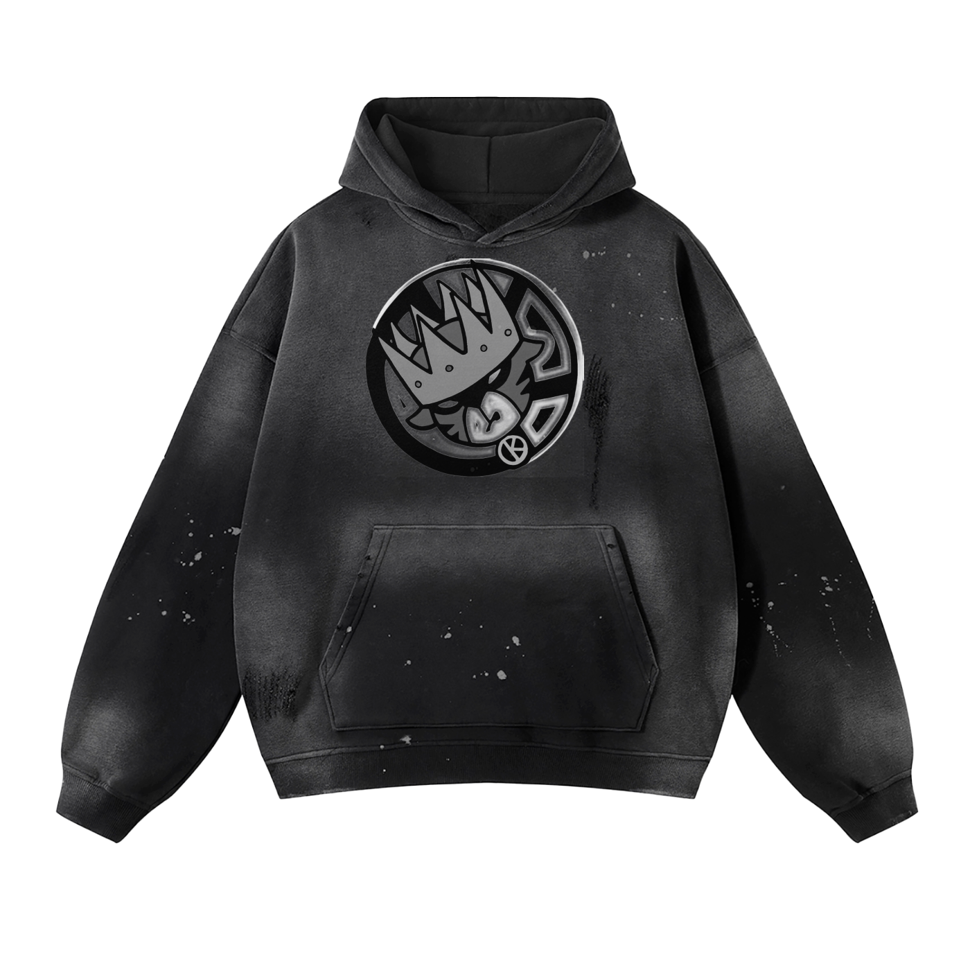 Vintage Wash Frayed Fleece Hoodie - 360 GSM